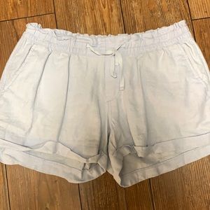 Light blue linen draw string shorts